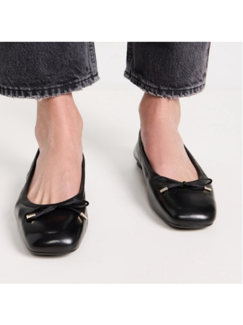 Stuart Weitzman Black Bardot Leather Ballet Flats Shoes Size 8 - Picture 3 of 11